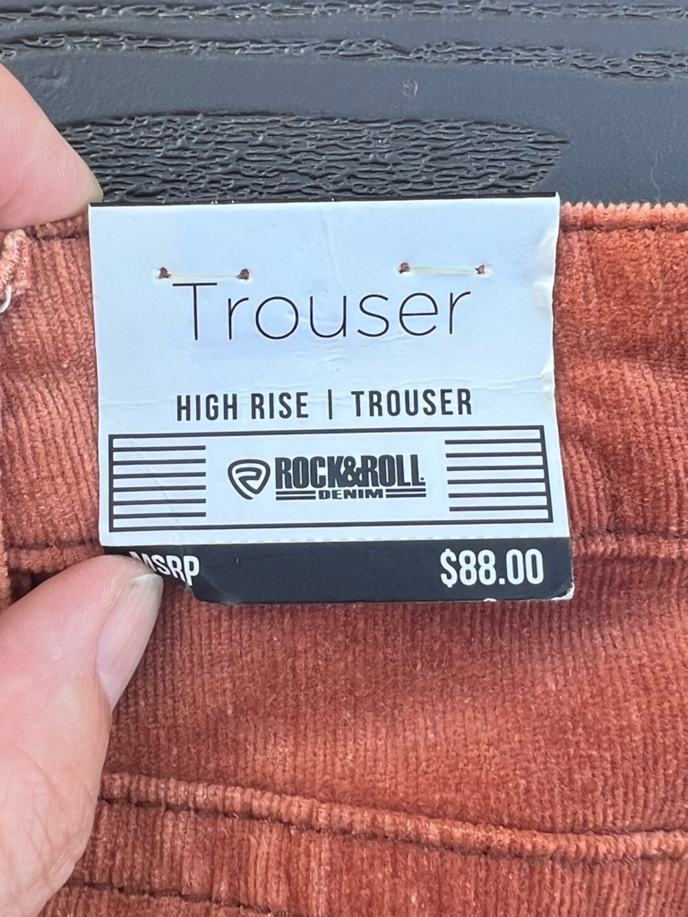 Rust Corduroy Boot-Cut Pants with Floral Embroidery - Picture 5 of 12